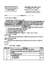 Đề dự phòng kiểm tra học kỳ I môn Ngữ văn Lớp 7 - Năm học 2017-2018 - Trường THCS Phú Mỹ (Có đáp án)